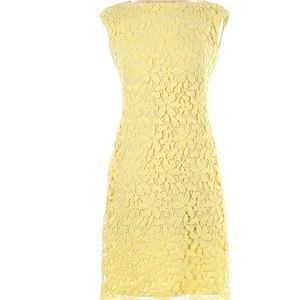 NWT SIZE 8 Lauren Ralph Lauren floral Canary yellow eyelet dress